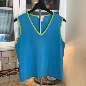 SPANNER Blue and Green Sleeveless V-Neck Tank Top Size Large